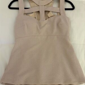 Boston Proper Elegant Cream Sleeveless Top with a champagne shimmer